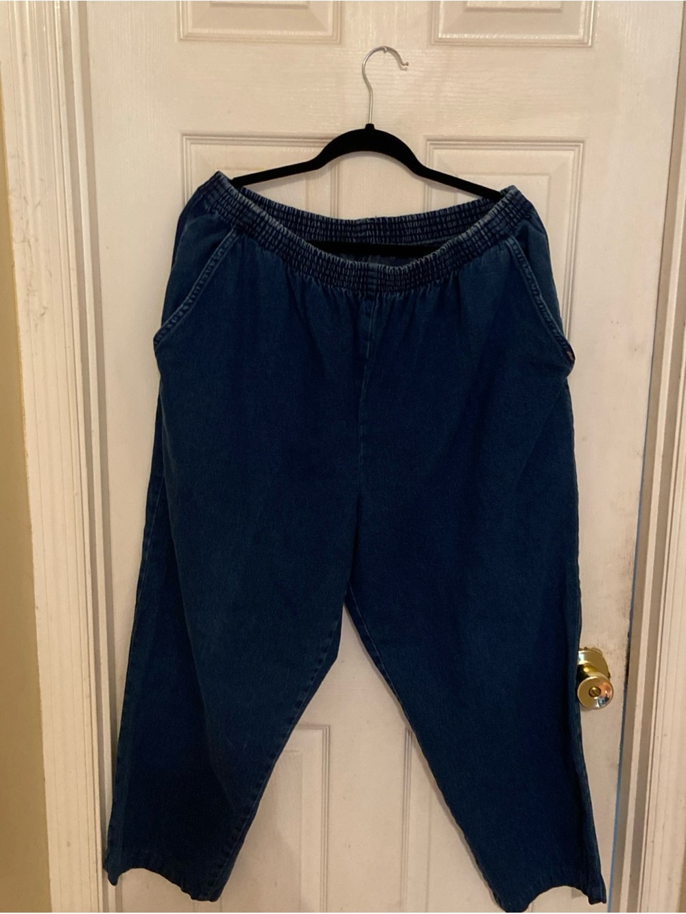 chic Straight-Leg Elastic Waist Jeans - Dark Blue
